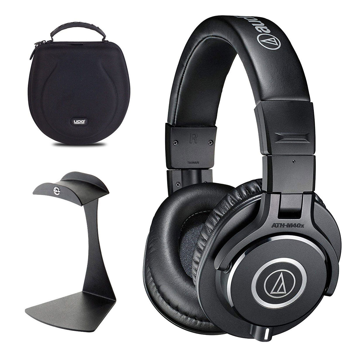 Audio Technica ATH-M40x + UDG-fodral + K&amp;M-stativpaket