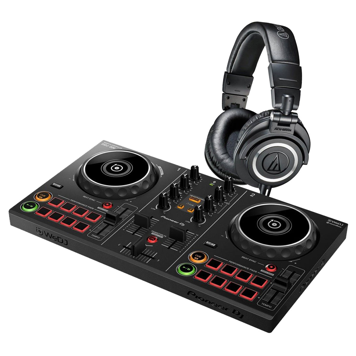 Pioneer DDJ-200 + Audio Technica ATH-M50x (Black) Bundle